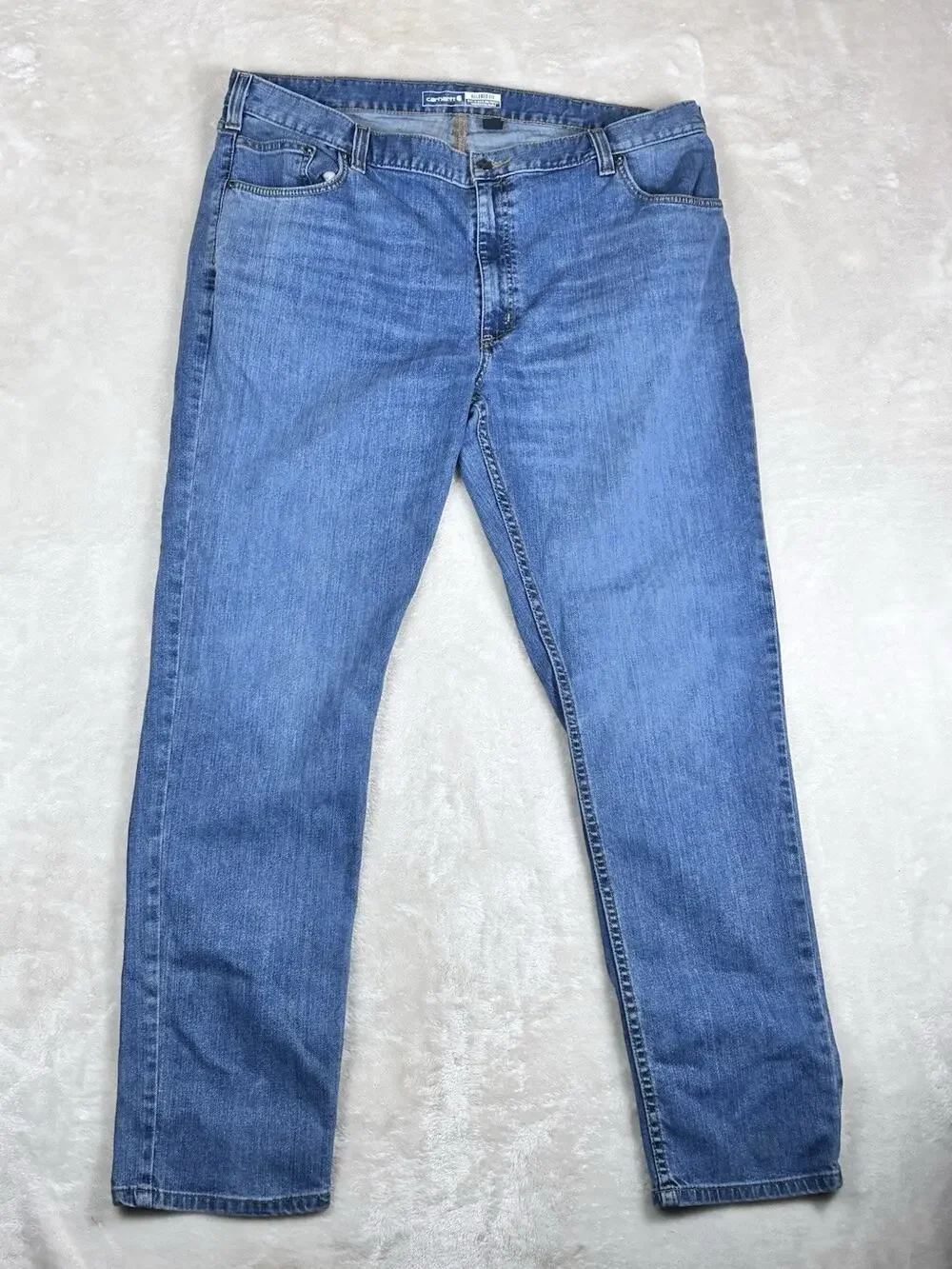 Carhartt Jeans Mens 42x34 Relaxed Fit Blue Denim Workwear Rugged Flex BD4960-M